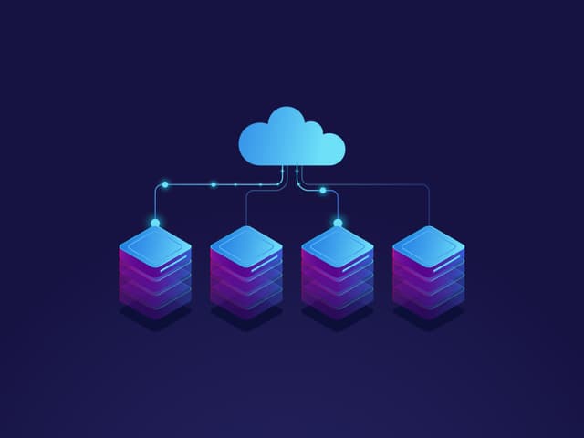 image de plusieurs serveurs reliés au cloud